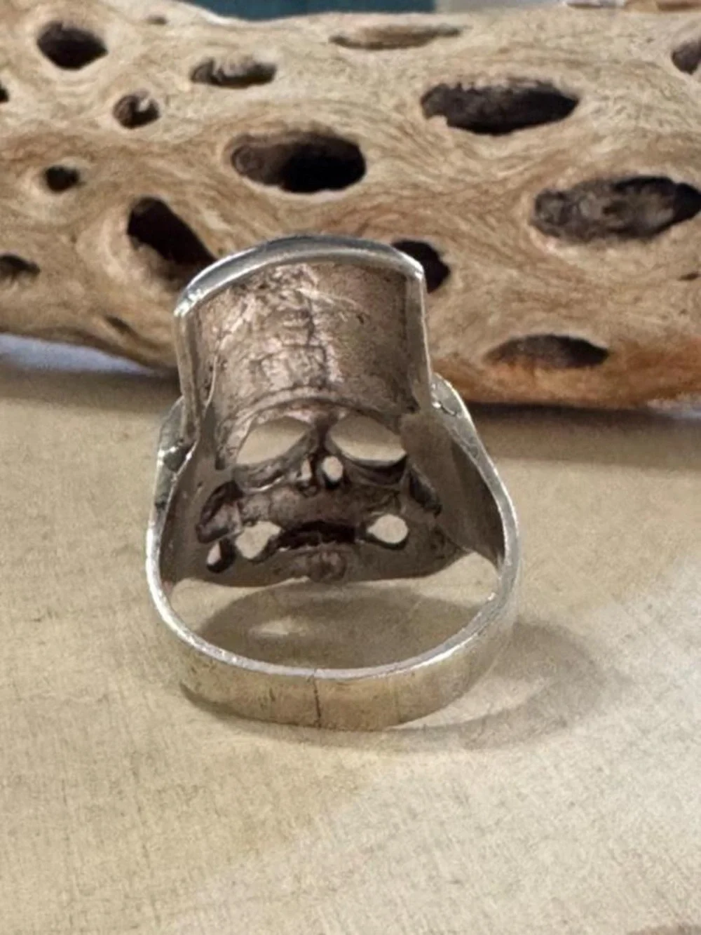 925 Sterling Silver Vintage Skull & Hat Biker Gothic Punk Ring Size 13